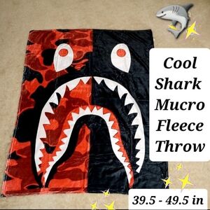 Eye- Catching 
Red-Black Shark MicriFleece Throw Blanket for Couch  Fuzzy Warm